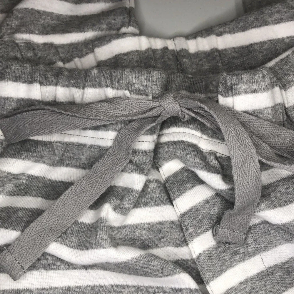 MENS 100% Cotton Pajama Set Gray and White Striped Size M New in open packaging - Picture 10 of 13